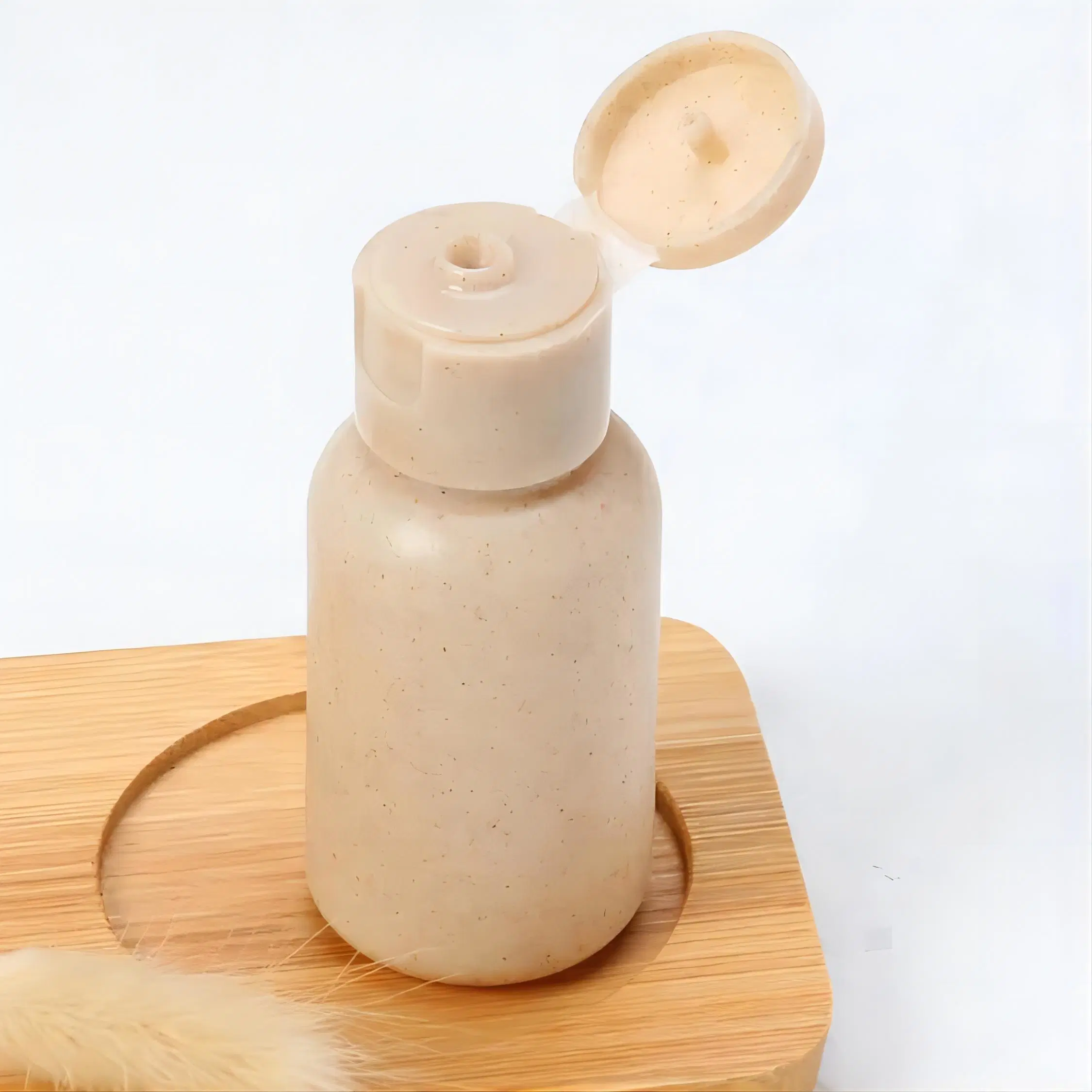 Eco-Friendly Biodegradable 30ml Cosmetic Container Wheat Straw Round Travel Squeeze Lotion Bottle