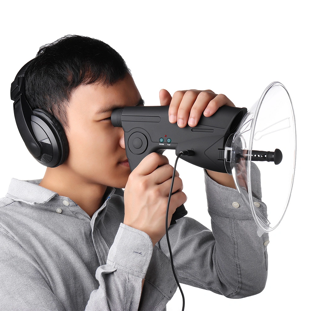 Ampliação de 8X amplificador de som ouvido Aves Biónico telescópio de gravação com fones de ferramentas exterior Monitorizador de ferramenta de aves de audição