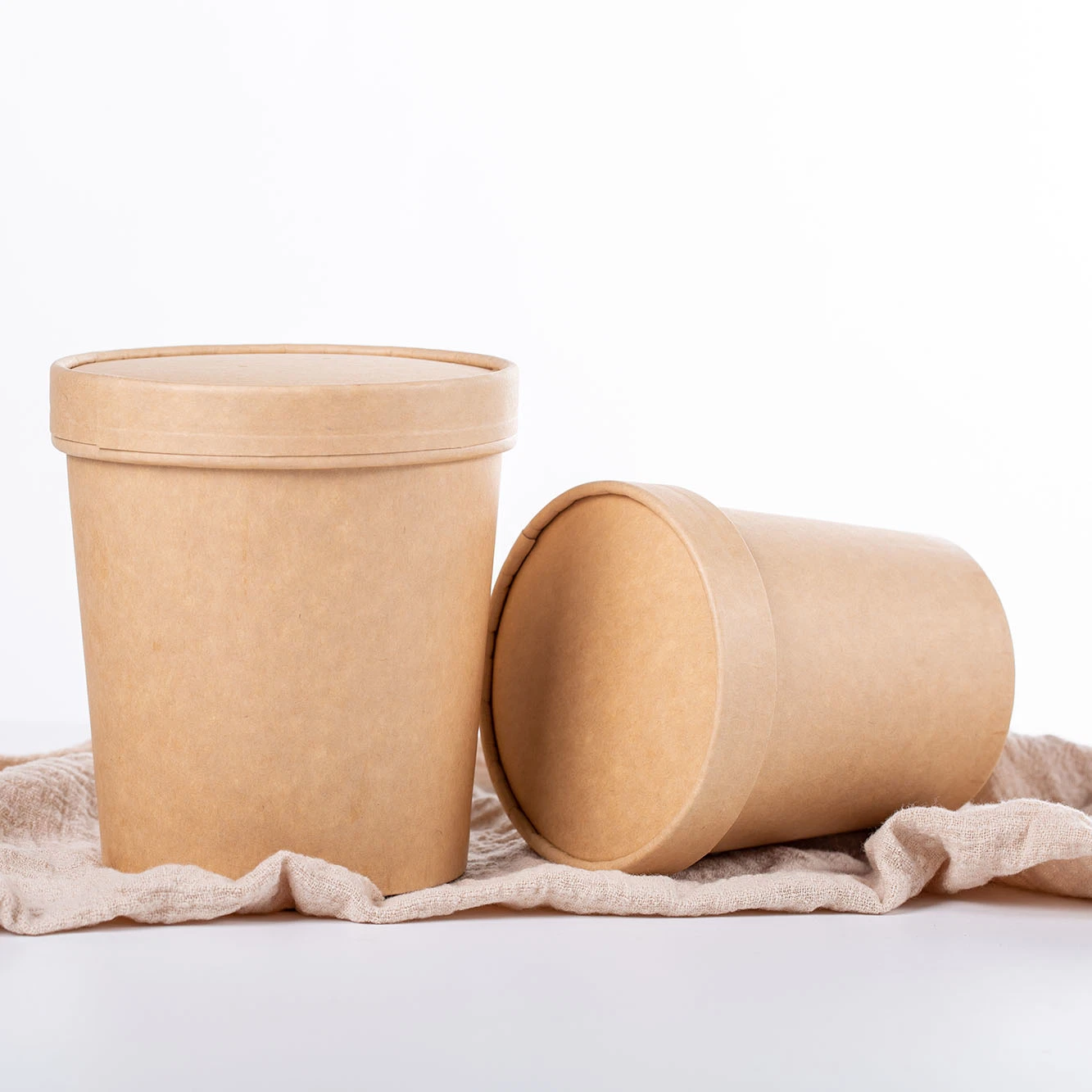 Disposable Kraft Round Paper Soup Congee Bucket Cup Paper Bowl Takeaway Fast Food Container