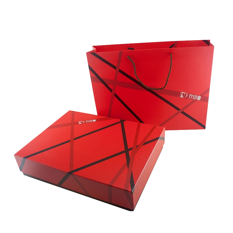 Red Black Paper Printing Packaging Towel Set Custom Gift Box with Bag