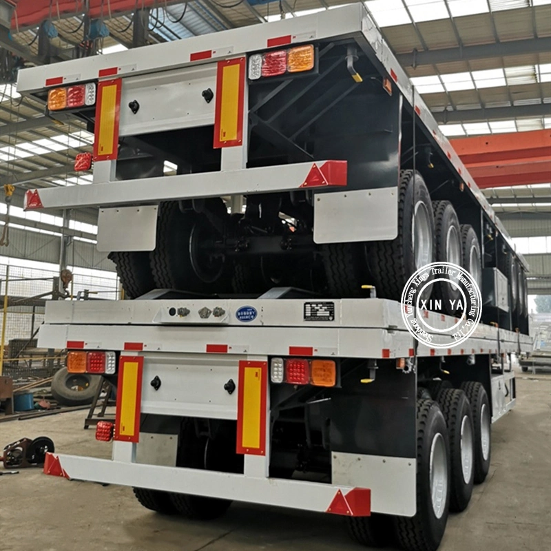 Factory Low Price 40 FT 12500 12.5m Long Gooseneck High Bed 30 Ton Super Inter Link Lowbed Flatbed Utility Truck Trailer