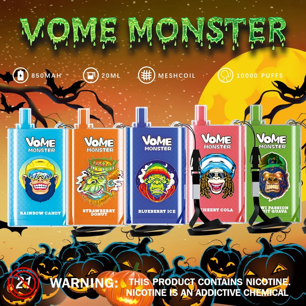 Vome Monster 10000 باور Vape سعر الجملة 2 ٪ نيكوتين مجانا علبة vape من الفئة E بنسبة 5% مع Tpd 10000 Plus/8000 أطواق يمكن التخلص منها فابي