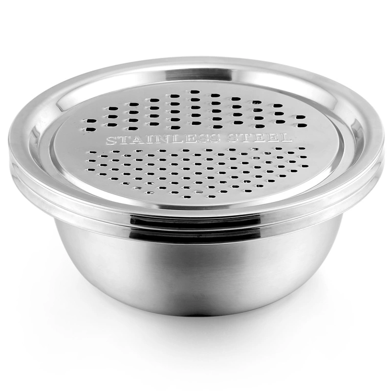 Stainless Steel Strainer Fruit Vegetable Colander Mesh Basket Tray+Basin+Colander Set Food Grater