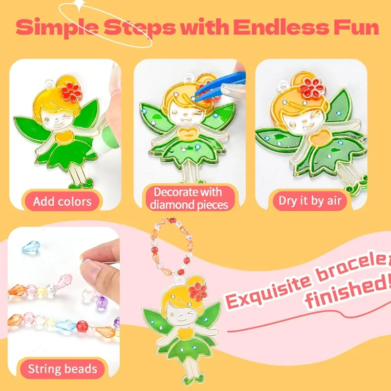 Children Intellectual Kids Funny Interesting Colorful DIY Jewelry Making Supplies Toys Three-Dimensional Glue Painting Princess Jewelry Set