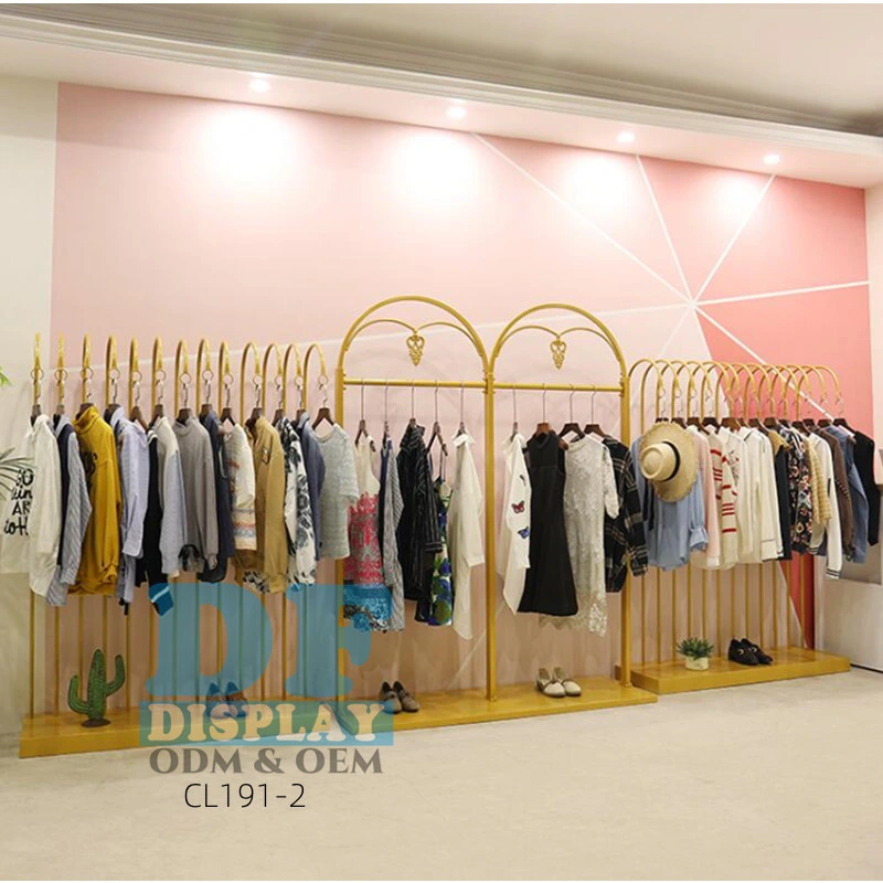 Retail Display Clothing Racks Gold Store Fixture Women Mannequin Display Clothing Garment Rack Display Luxury Shelves