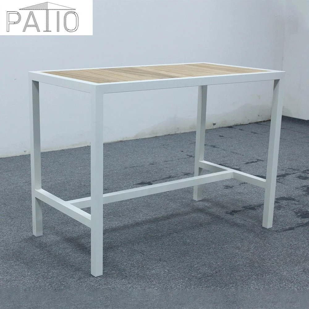 En el exterior de madera aluminio madera tabla de la barra de Barstool conjunto silla