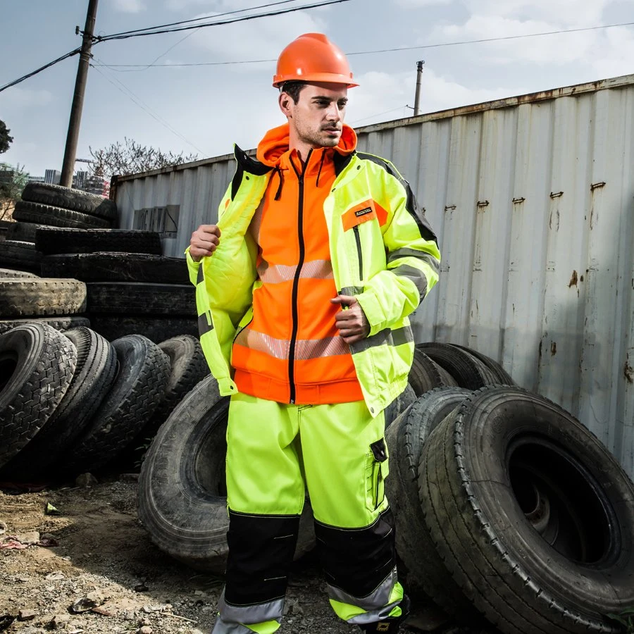 Dos Tone Nueva Industria suave Construcción Trabajo ligero ropa de trabajo Hola Chaqueta de seguridad Vis Reflective Workwear