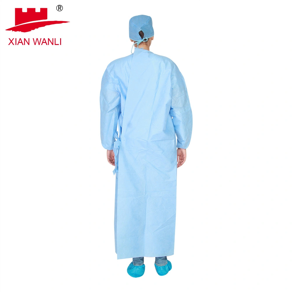 Retour à manchon long lié robe de vêtements de protection chirurgical Chirurgical combinaison jetable pour l'Hôpital d'approvisionnement médical robe d'isolation de SMS