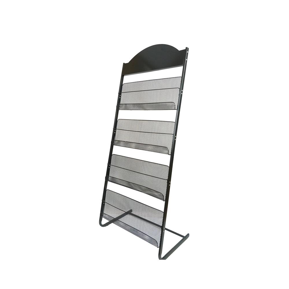 Supermarket Brochure Wire Book Magazine Rack Black Journal Magazine Display Stand