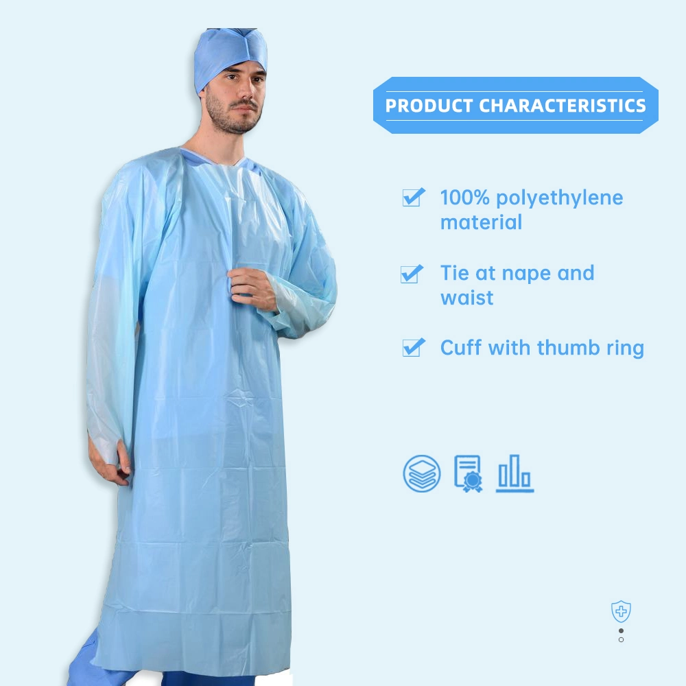 Professional Disposable Nonwoven Patient Gown CPE Waterproof Oilproof