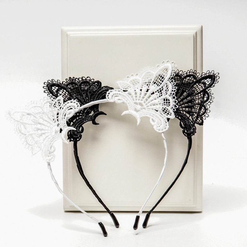 Cute Sexy Black Lace Cat Ears Hair Hoop Lace Headband Hair Band