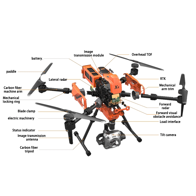 X4 Uav con lpp01 profesional de la Cámara de antena de la asignación de instrumento de encuesta Uav RTK GPS Topografía Drone