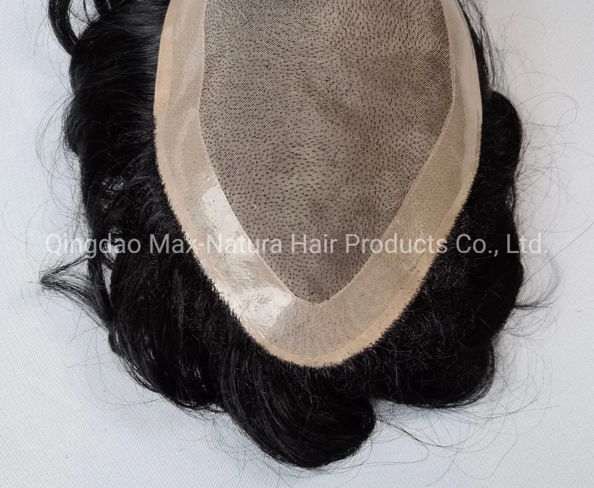 Popular-Design Fine Mono Human Hairpieces with Folded-Lace-Front and Baby-Hair-Underventing