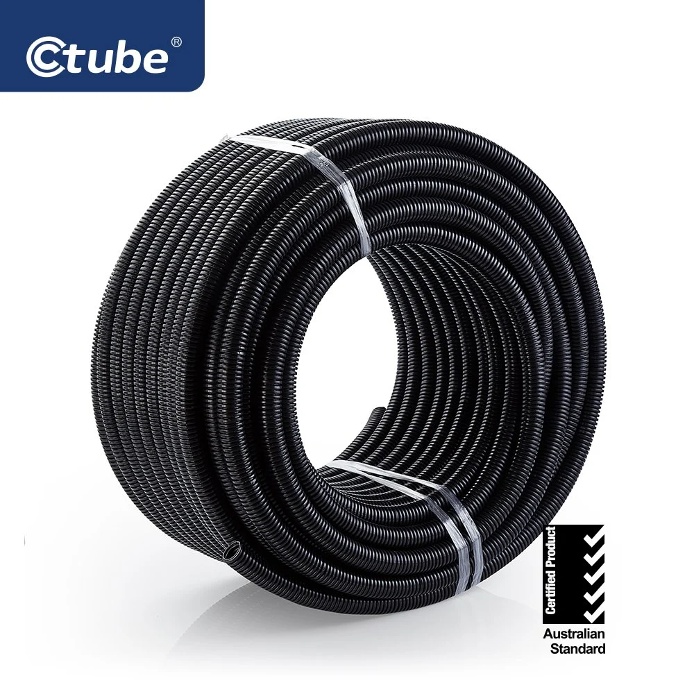 25mm flexible flexible flexible flexible ondulado diámetro de conducto PVC negro no Conducto flexible metálico hermético para líquidos
