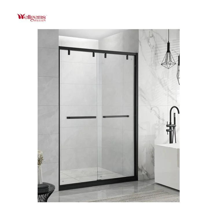 Stainless Steel Shower Screen Double Sliding Shower Door Shower Enclosure Bathroom Furniture Wheel Door