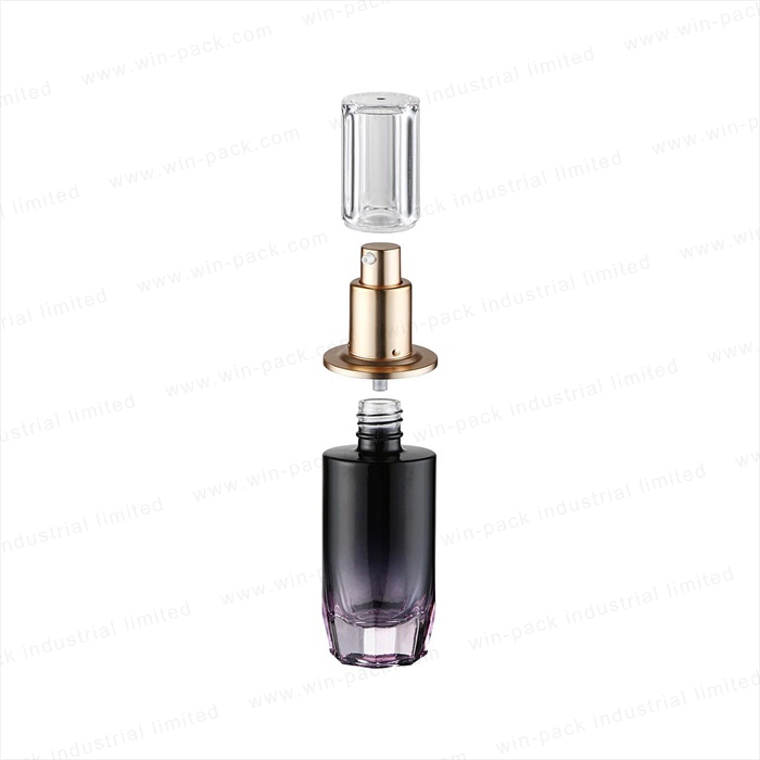 Glass Lotion Bottle and Jar Customized Transparent Gradient Purple Color Bottle 120ml 50g Hot Sale Set Glass Containers