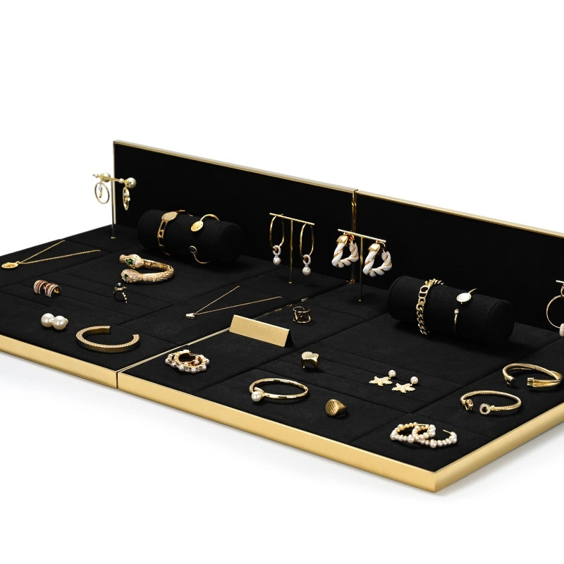 Black Microfiber Jewelry Ring Necklace Display Set Ndis-20