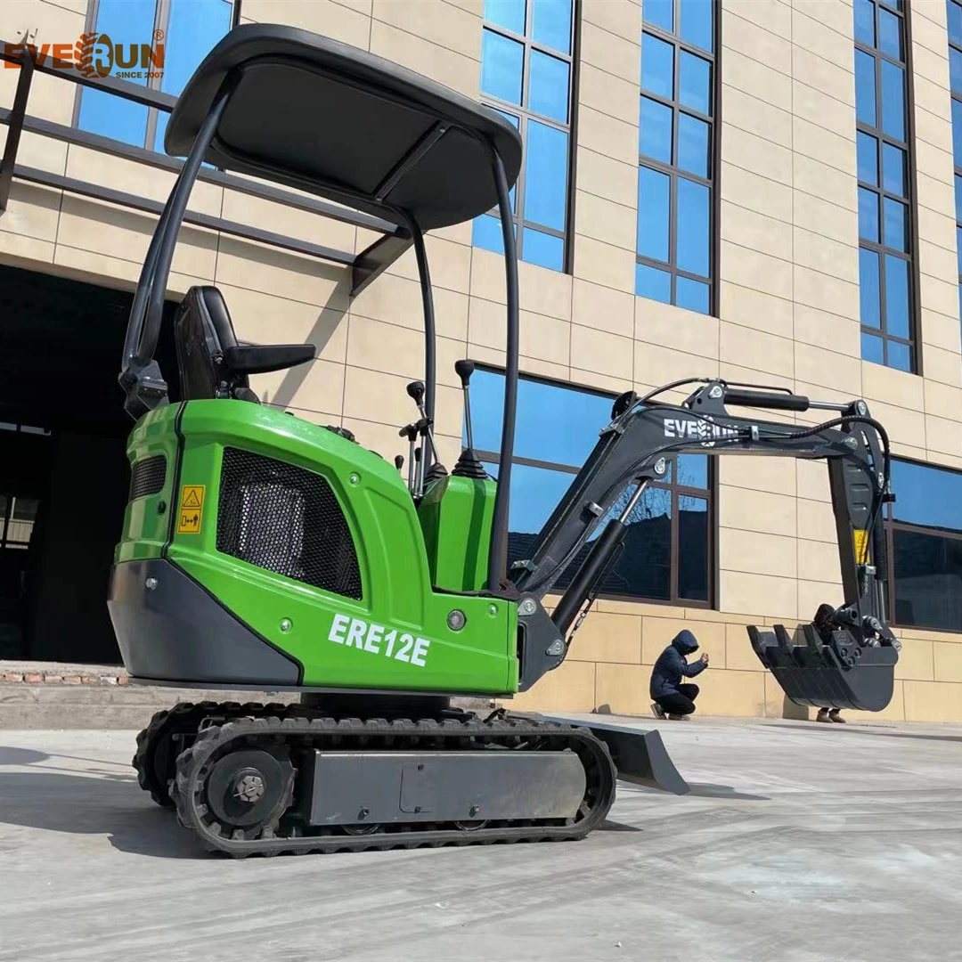 Everun Ere12e 1100kg Micro Digger Machine with LED Working Light Bucket Tracked Small Hydraulic Crawler Electric Mini Excavator