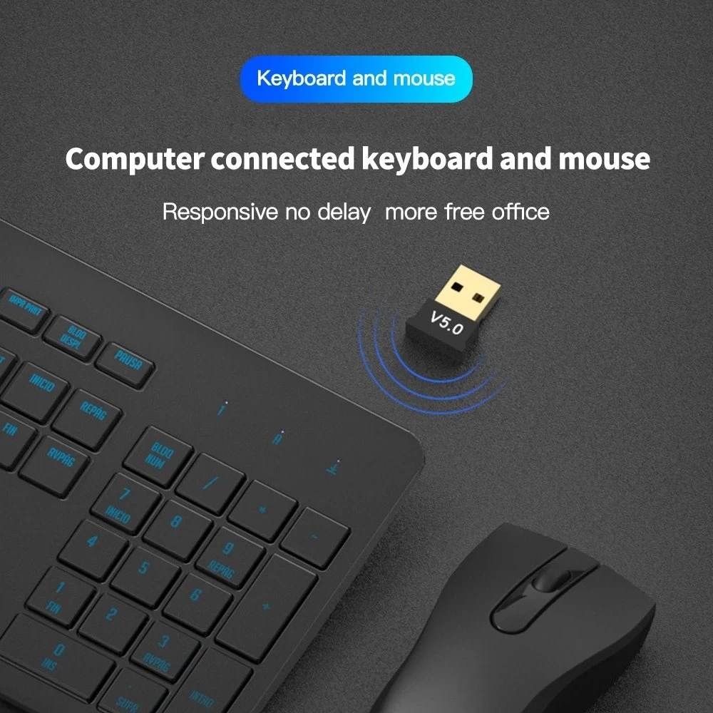 Adaptador Bluetooth para PC USB Bluetooth 5.0 Dongle Bluetooth 5.0 Recetor para o altifalante do teclado transmissor de áudio de música