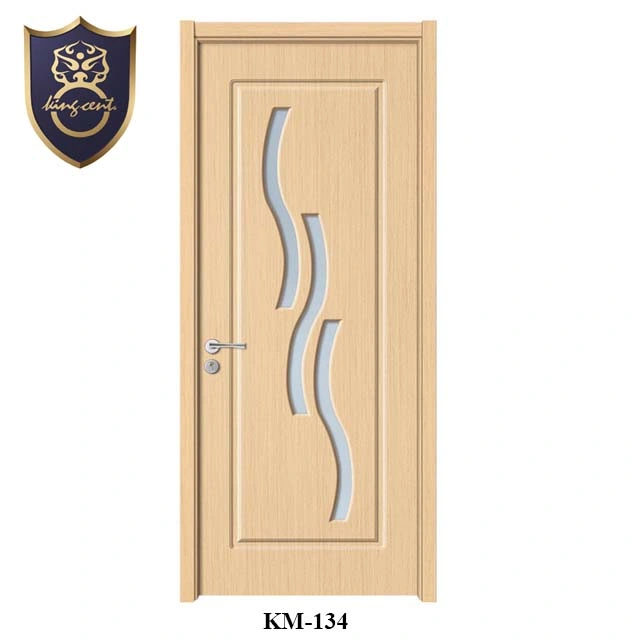 MDF PVC Single Leaf Modern Style Interior Doors with Glass