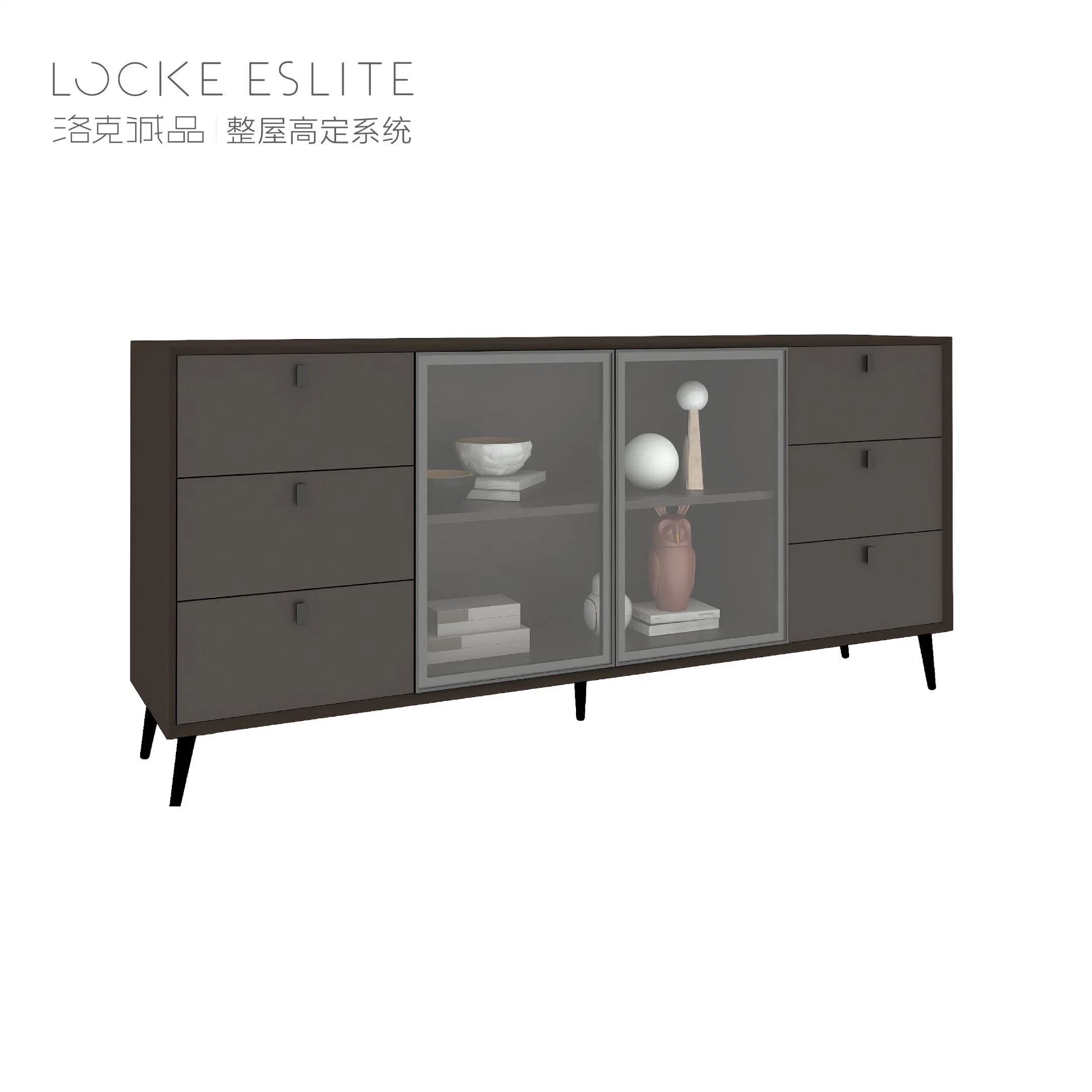 Billige Fabrik Custom Home Doppel Glastüren Sechs Schublade Symmetrisch Kombinierte Sideboards Restaurant Möbel