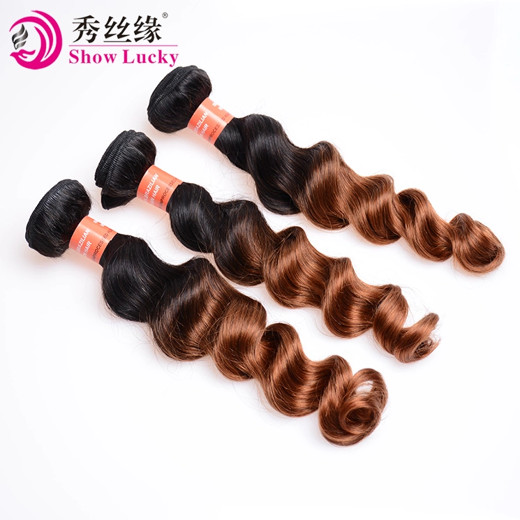 Virgem grossista Ombre cabelos de dois tons 1B/30 ondas soltas Remy Tecelagem de cabelo chinês