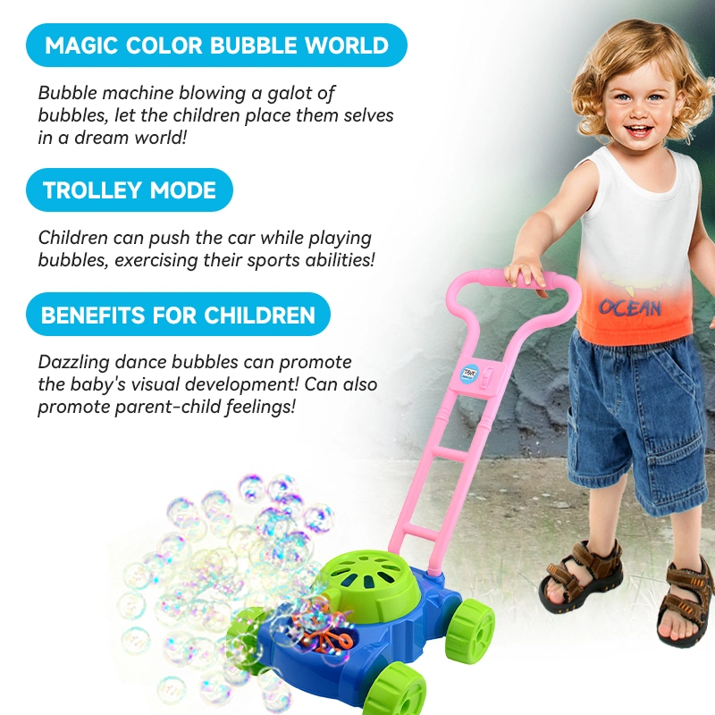 آلة الصيف آلة صانع فقاعة السيارات الإلكترونية في الهواء الطلق Toddler Fun Bubble تهب Push Toys للأطفال في مرحلة ما قبل المدرسة والبنين والبنات