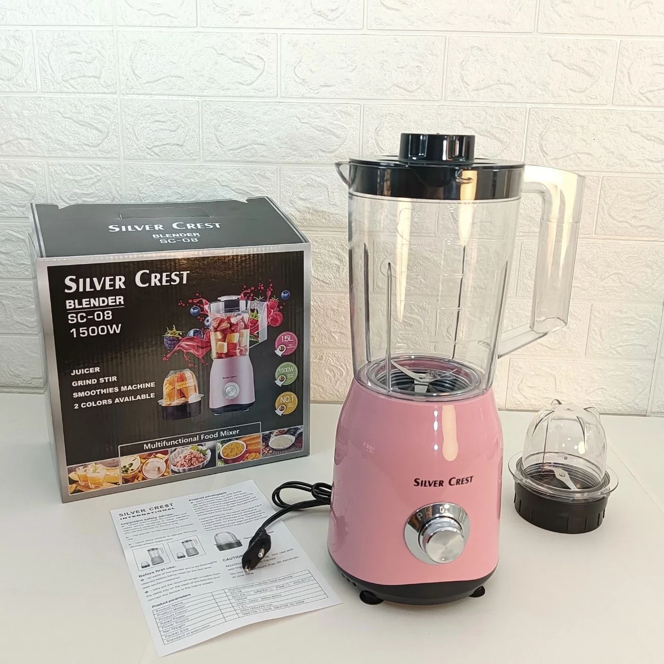 Smoothie Kitchen 1500W Professional Countertop Blender 27, 000rpm for Shakes with Plastic BPA-Free Cup, 6 Stainless Steel Blades and 2 Speeds & Pulse Function