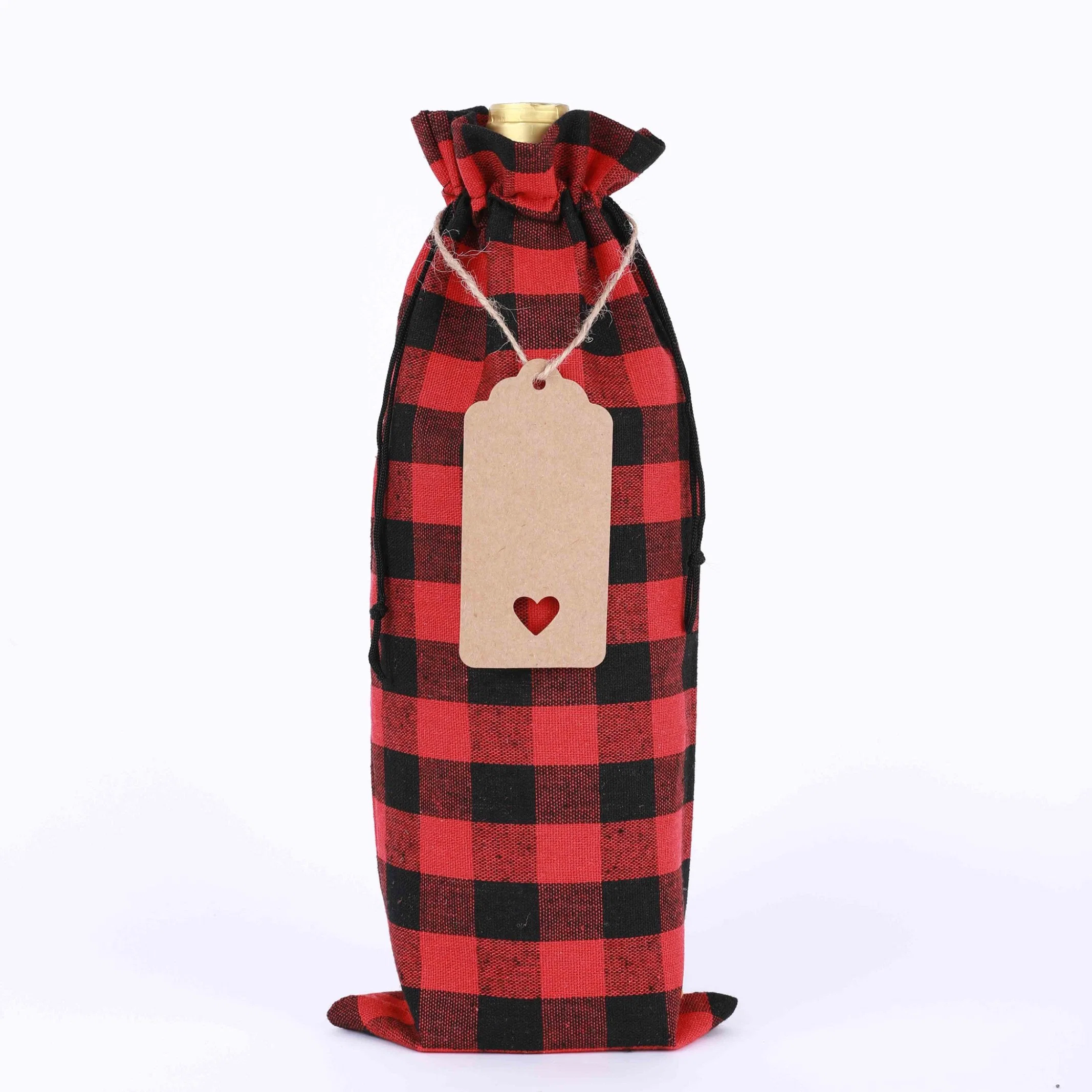 Custom Christmas Decoration Linen Wine Bottle Bags Gift Wine Bottle Cover