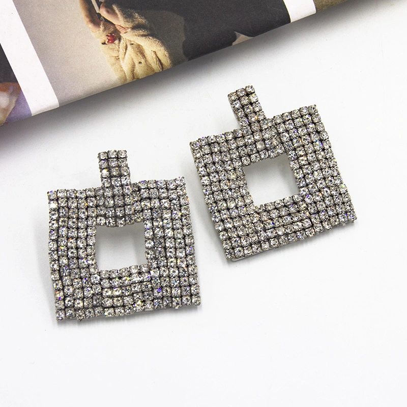 2021 New Style Wedding Party Jewellery personalidade colorida exaggerated Square Brincos de pino de rinoceronte