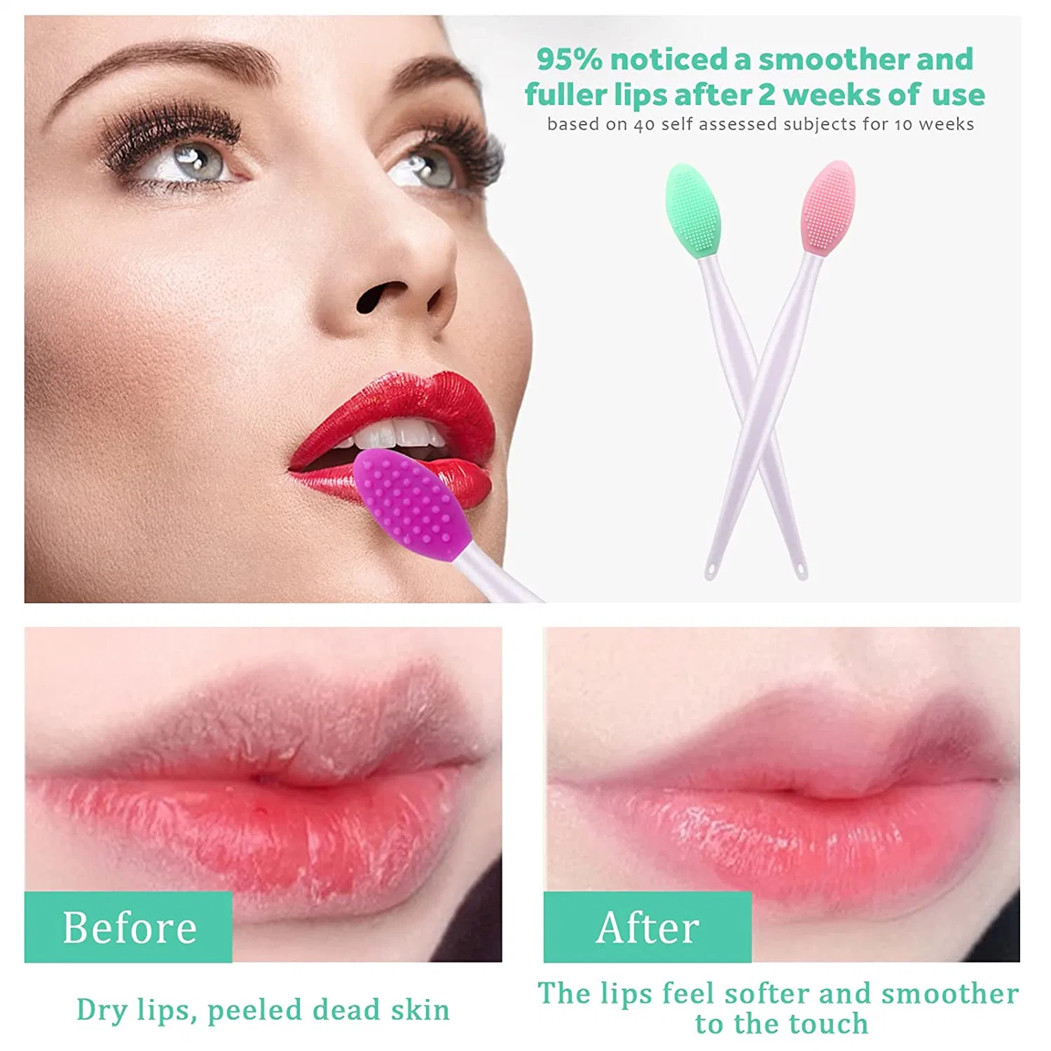 Beiqili 1PC Beauty Skin Care Wash Face Double-Sided Silicone Brush Removal Exfoliating Nose Clean Lip Brush Tool Scrub Schminke