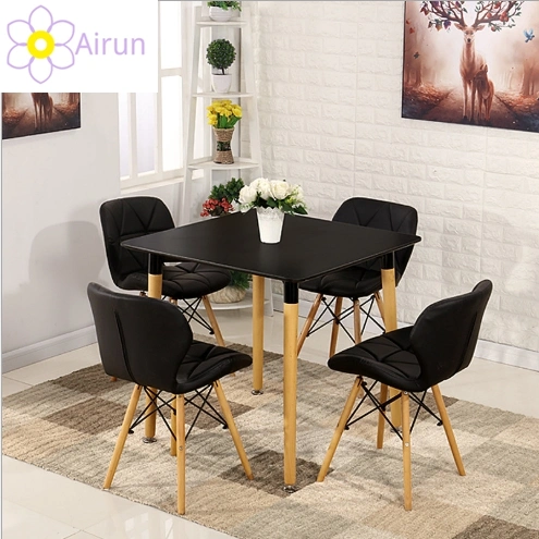 Modern Nordic Top Selling Square Wooden Dining Table with Wood Legs