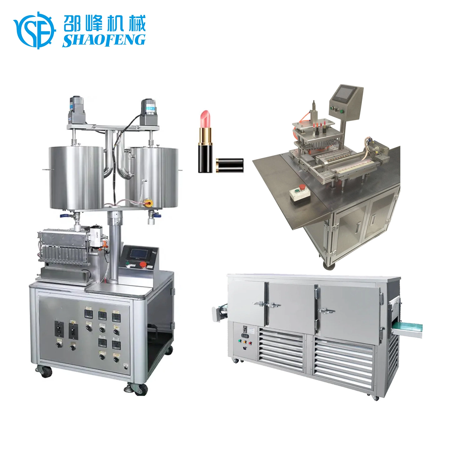 12 Heads Lipstick Filling Machine Lip Gloss Mould Cooling Tunnel Shaped Lipstick Demoulding Packaging Machine Production Line