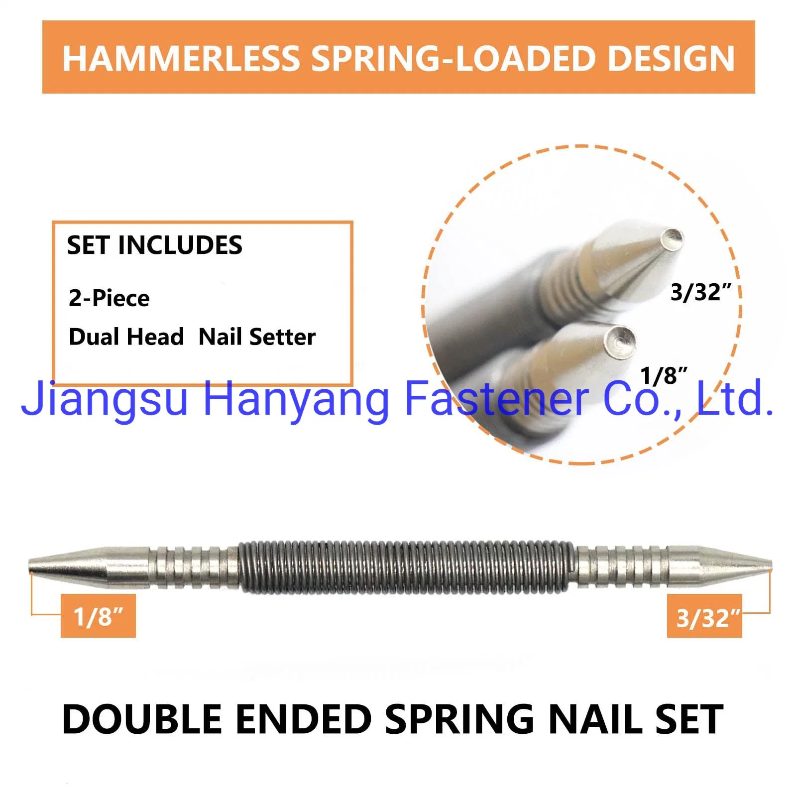 Dual Head Combo Nail Setter Spring Set Hammerless Punch