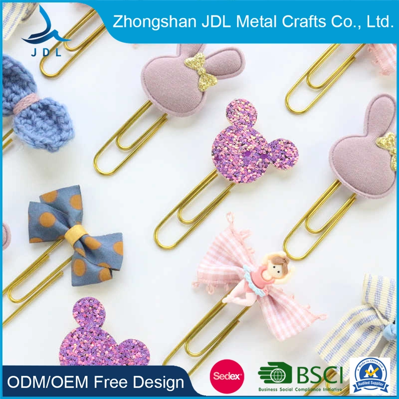 Custom Cartoon 3D Soft PVC Bookmark Metal Gold Plastic Paper Clip Holder Necklace Promotional (promotion) Gift