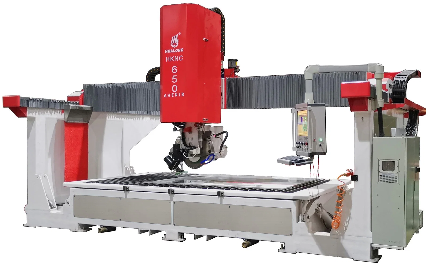 Hualong Stone Machinery 5 Axis CNC Bridge Stone Cutting and Milling Machine with Waterjet for Granite Marble Slab with Dirll Router Bits Diamond Saw Blade
