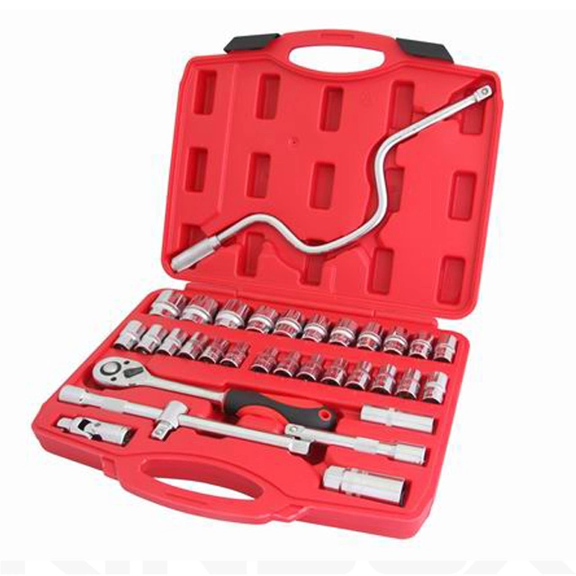 Kinbox 34PCS 1/2"Dr. Socket Wrench Set Hard Carry Case