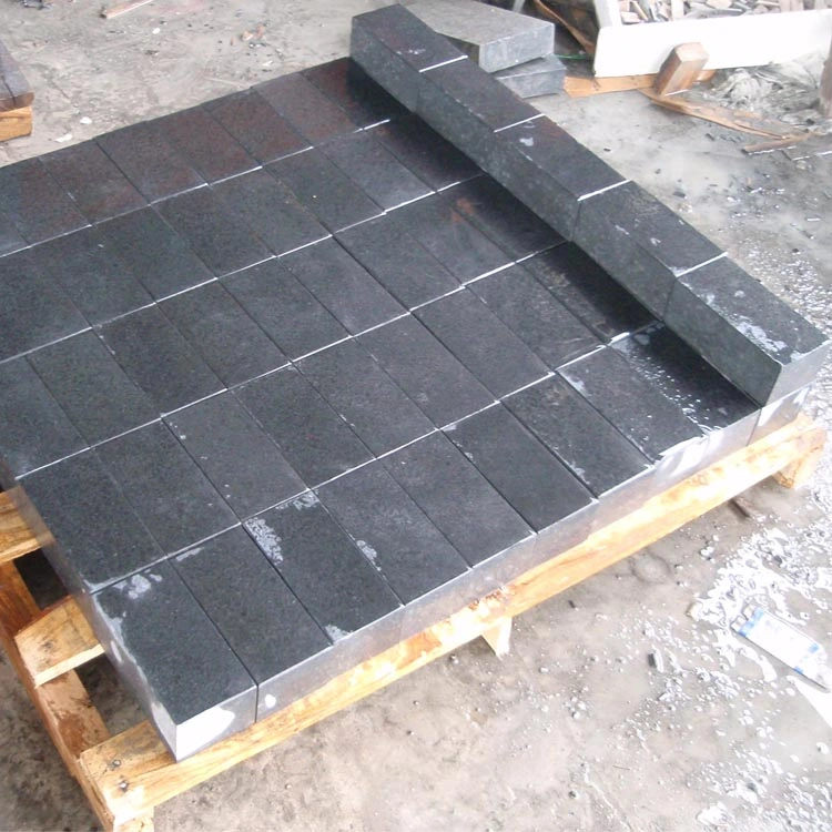 Factory Direct Anti-Slip Finish Flamed China G684 Black Pearl Granite Paving Tiles for Patio Pavers