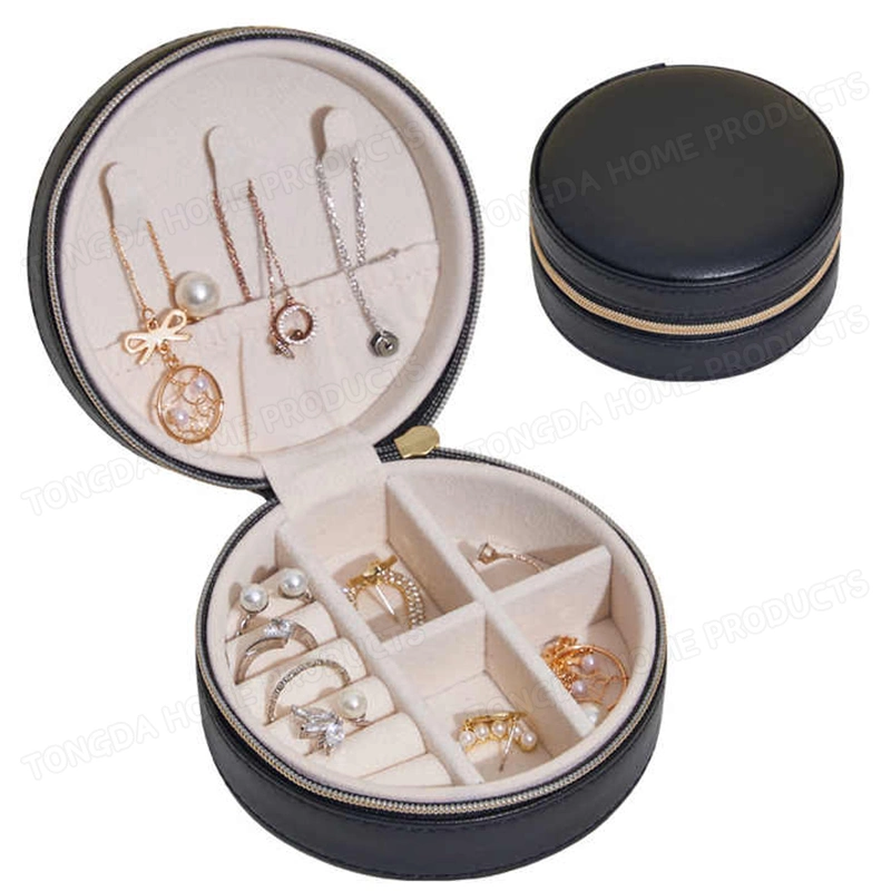 Leather Jewellery Boxes PU Watch Jewel Organizer Case Travel Jewelry Box with Mirror