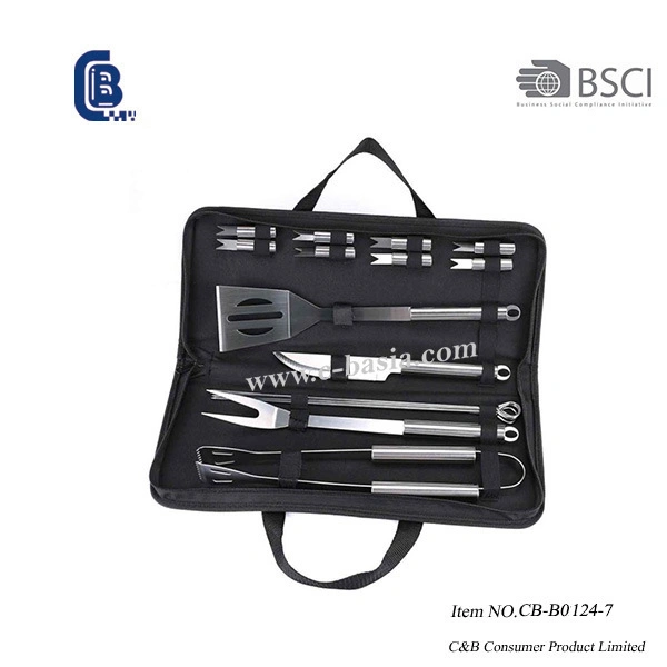 Conjunto de ferramentas de churrasco ao ar livre com pega de madeira, conjunto para grelhar, Churrasco, Grill Tools