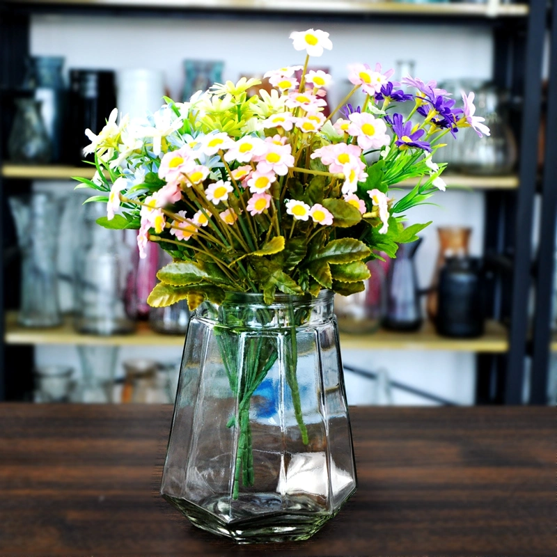 Le cône de graisses nain court Stripe clair de culture hydroponique de vase en verre pour la décoration