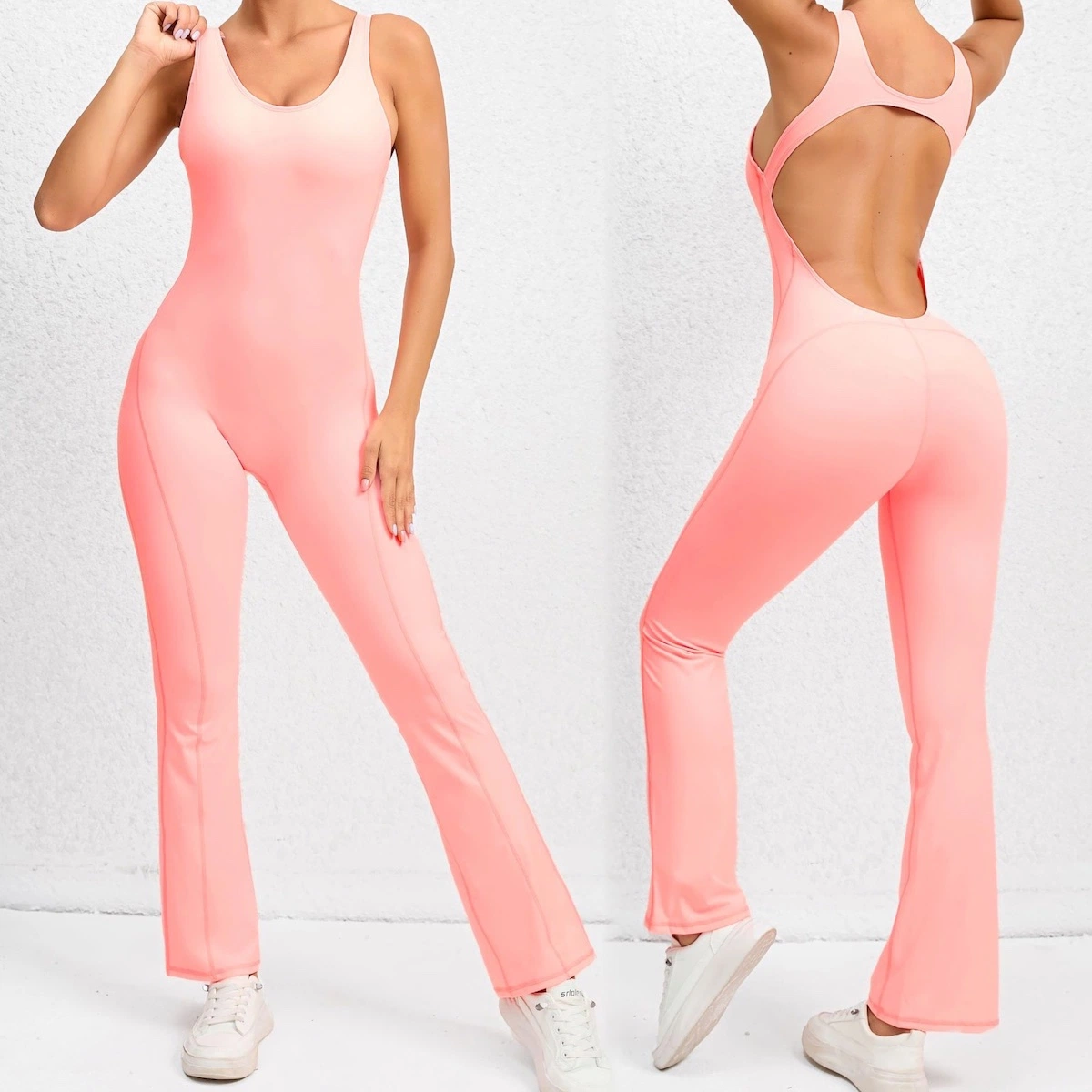 Hot-Sale New Summer Sexy Backless Dance Leotard Sports Clothing for Women, Customized Logo Buttock Lift Tummy Control Flared Yoga Pilates Fitness Jumpsuits