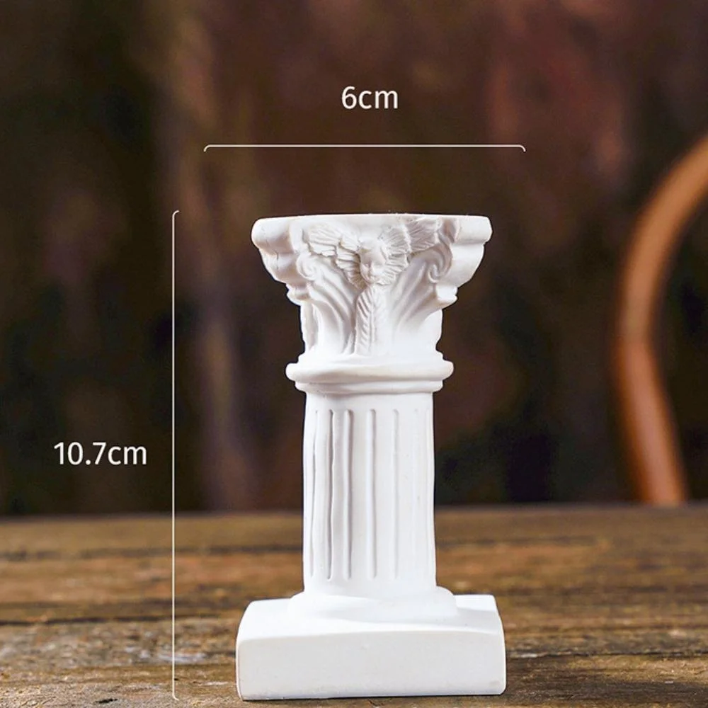 Pied de colonne romain Candlestick Stand Figurine Sculpture pilier romain résine Statues grecques classiques Décoration Sculpture architecturale décor ornement Wyz22083