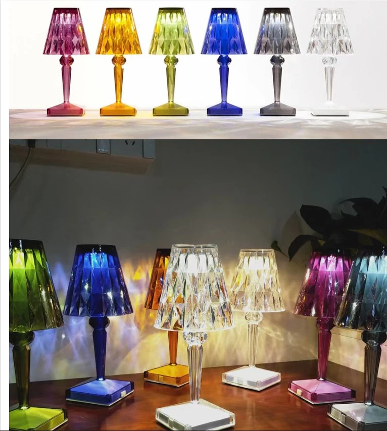 Modern New Crystal LED Cordless USB Charging Touch Rechargeable Table Lamp for Wedding Party Decorative Lighting Decoration Decor Cordless Crystal Desk Lamps