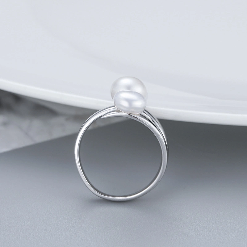 Statement Three-Ring Freshwater Pearl 925 Sterling Silver Ring