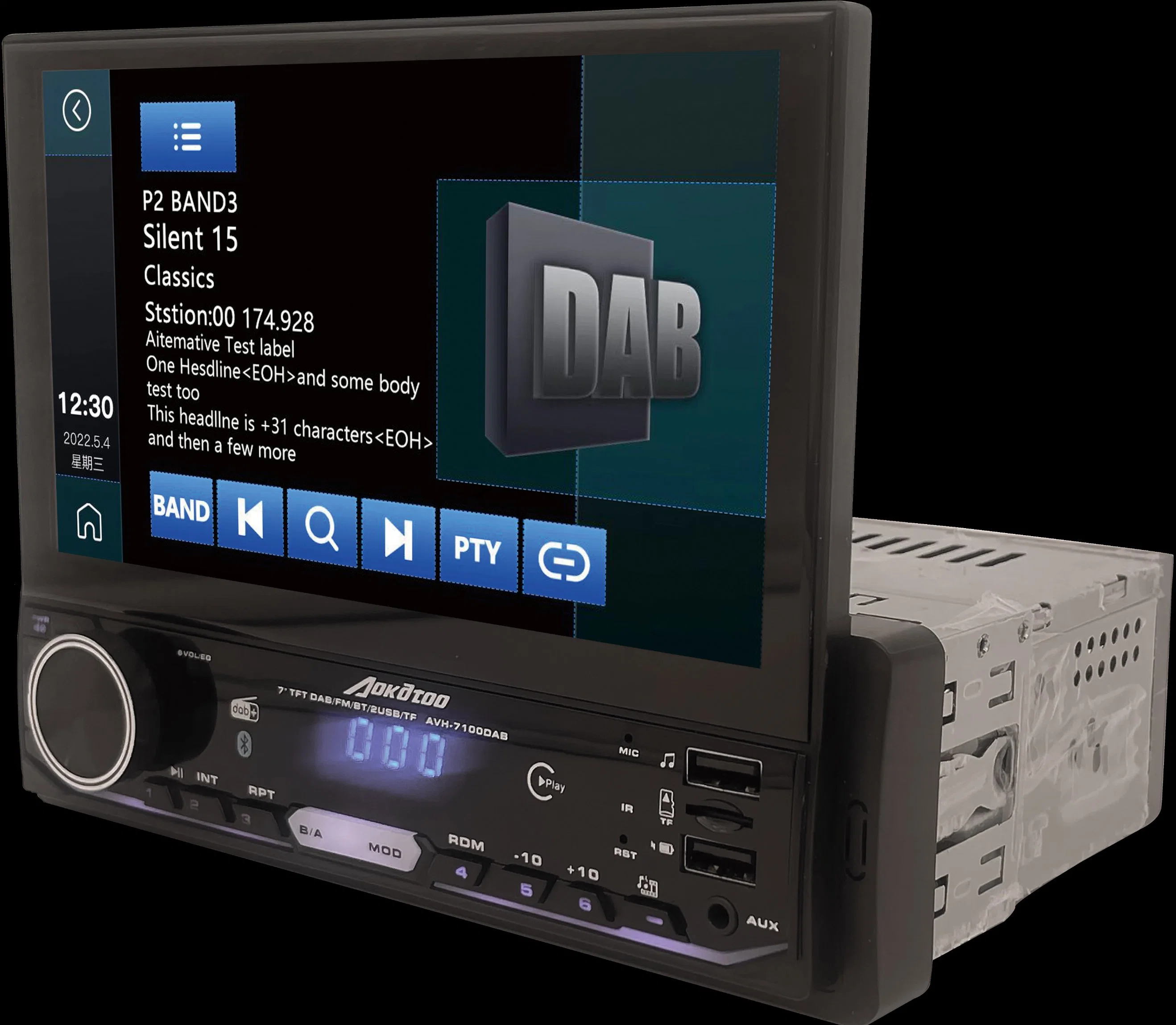 1DIN 7 pouces Lecteur Radio de Voiture avec DAB+/RDS/Bluetooth