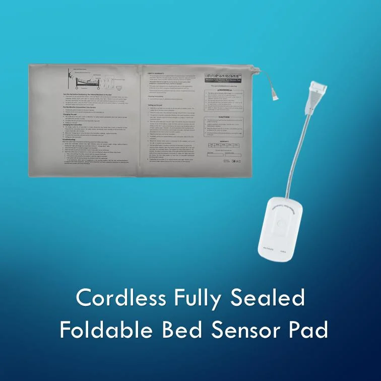 Cordless Fully Sealed Foldable Bed Sensor Pad/Bed Exit Alarm/Fall Prevention Sensor Alarm/Patient Safety Pressure Sensor Pad for Fall Management