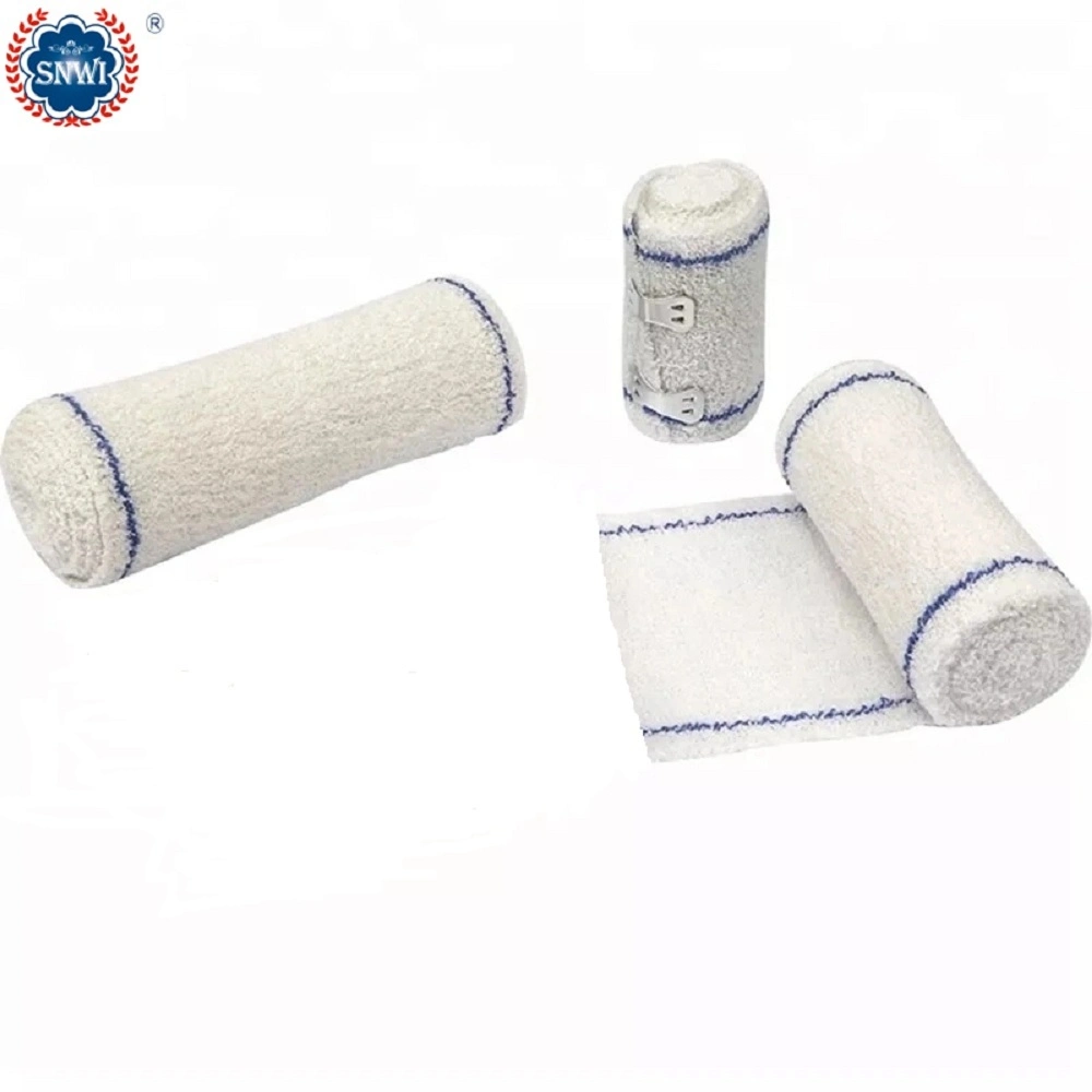 CE ISO Approved Disposable Medical Supply Natural Color 100% Pure Cotton Elastic Crepe Bandage
