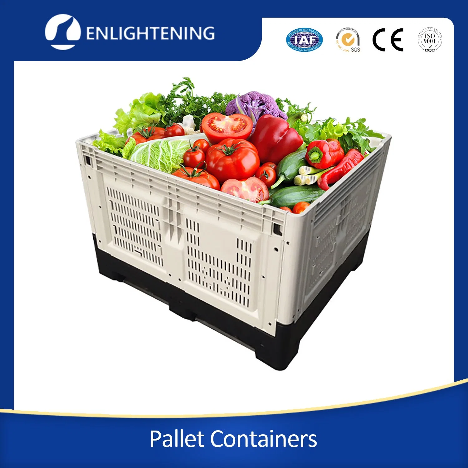 Customized Logistic Collapsible Pallet Boxes Recyclable Plastic Folding Shipping Grid Pallet Crates