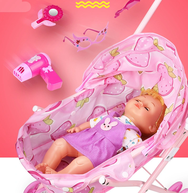 High quality/High cost performance  Kids Sun Shading Trolley Iron Lovely Cheap Baby Doll Stroller Toy